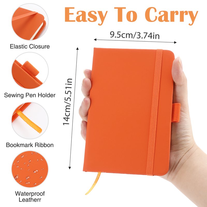 6 Pack Small Leather Pocket Notebooks - Compact A6 Journals for Note Taking