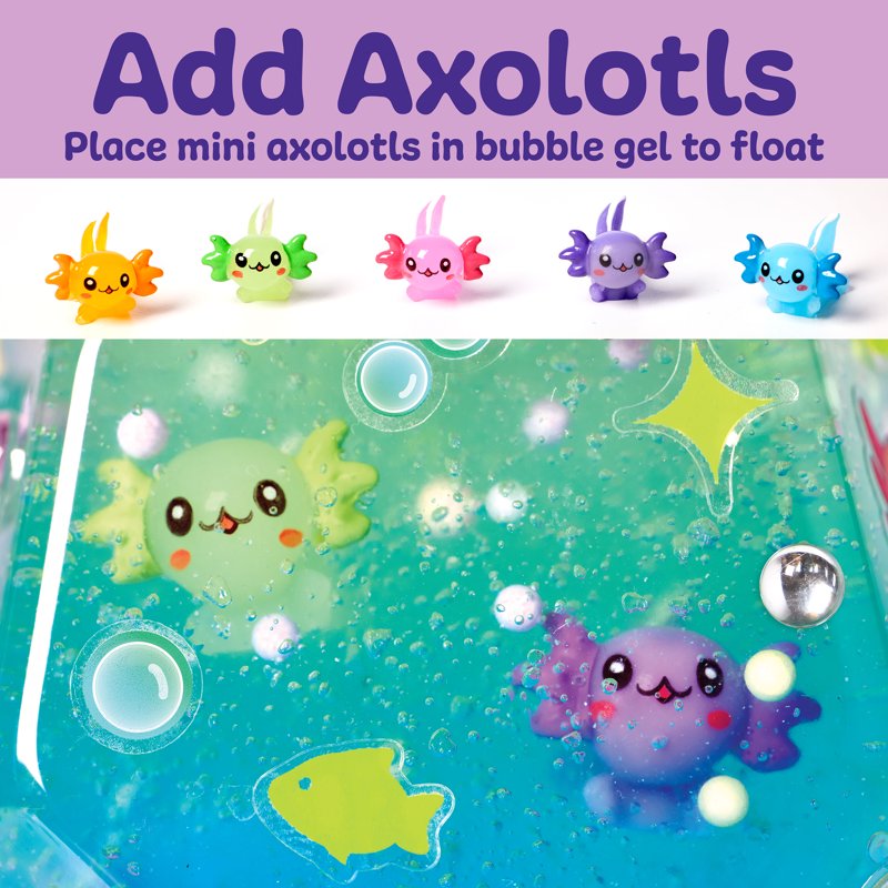 Kids Glowing Axolotl Aquarium Craft Kit with Mini Toys & Stickers
