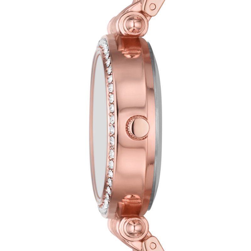 Rose Gold Women's Wristwatch Set with Crystal-Accent Bracelet - Casual & Elegant