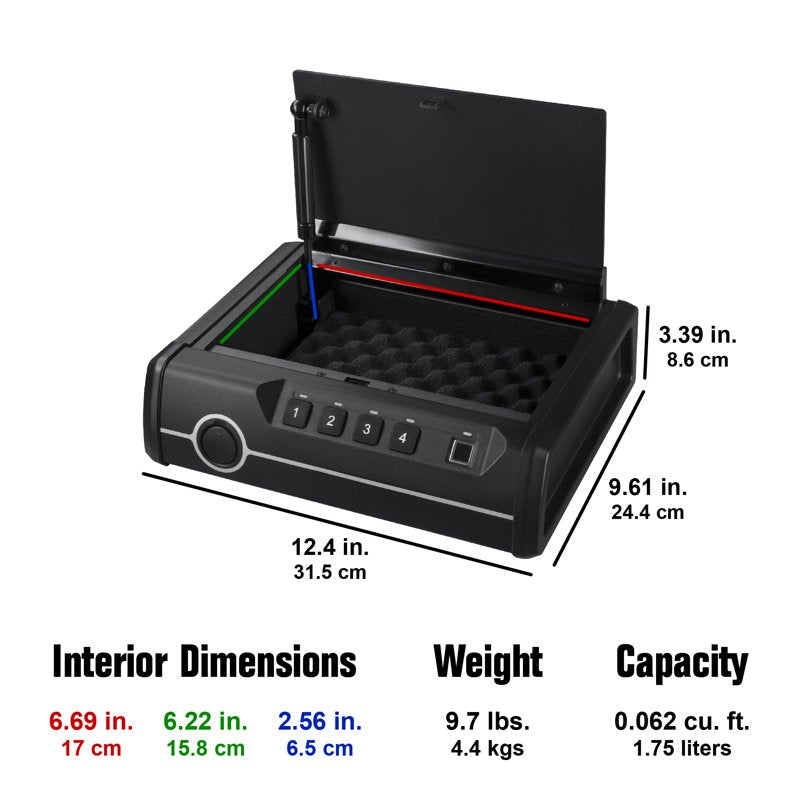 Portable Security Safe with Biometric & Electronic Lock - Compact & TSA Compliant