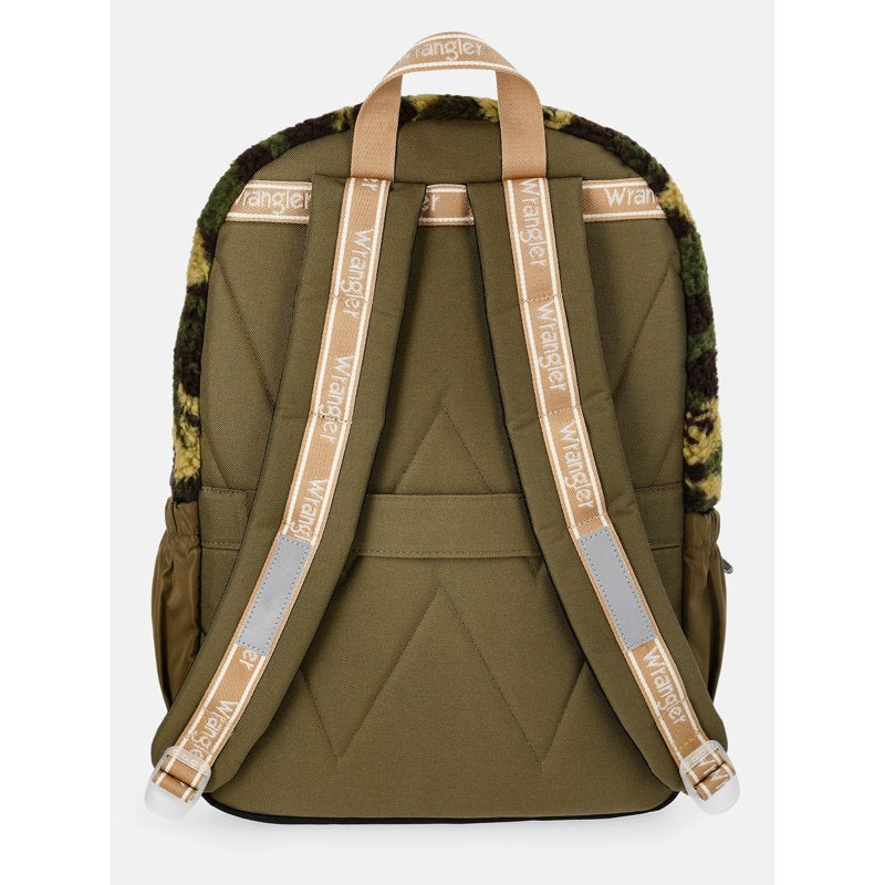 Unisex 17-Inch Plush Camo Backpack with Laptop Sleeve - Wrangler