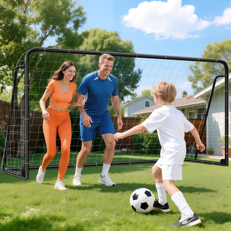 12'x6' Black Soccer Goal Set (B-50 Tube) Portable Backyard Training Equipment