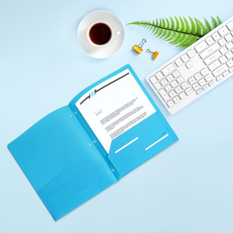 Heavy Duty Plastic Folder with Pockets - Letter Size File Organizer for Office & School