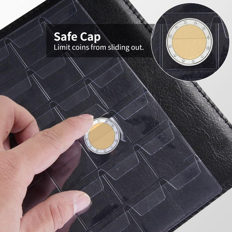 High Capacity Coin Collection Album with Clear PVC Sleeves, 480 Pockets, Portable Organizer