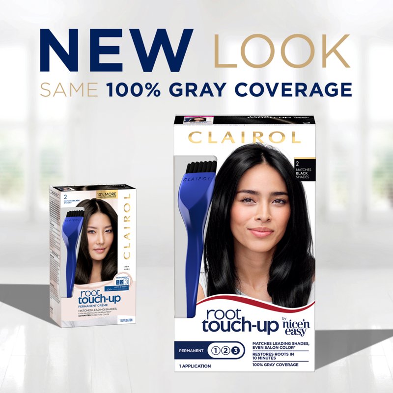 Permanent Hair Dye Kit - Black, Gray Coverage, Root Touch-Up, Easy Application