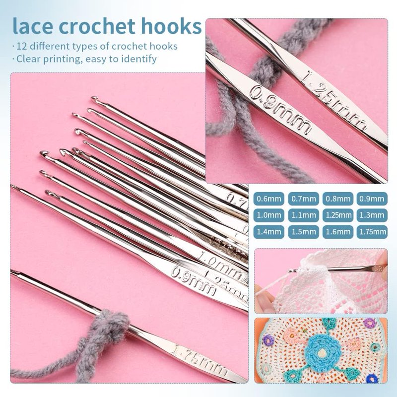 Crochet Kit for Beginners with 130 Pcs, Ergonomic Hooks & Storage Bag