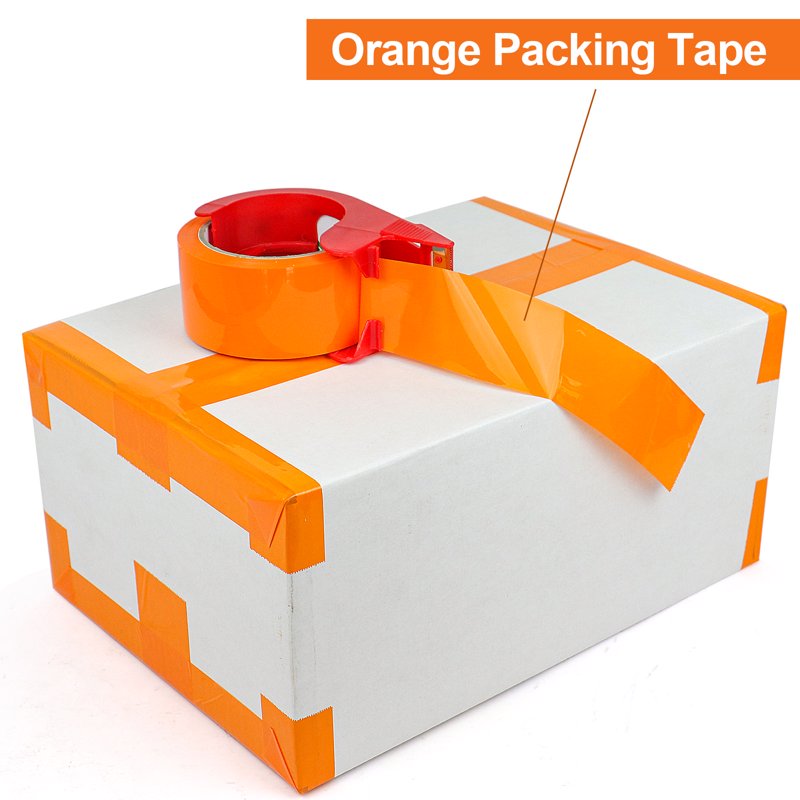 Heavy-Duty Orange Packing Tape with Dispenser - 1.88 Inch x 55 Yards, Refill Rolls Included