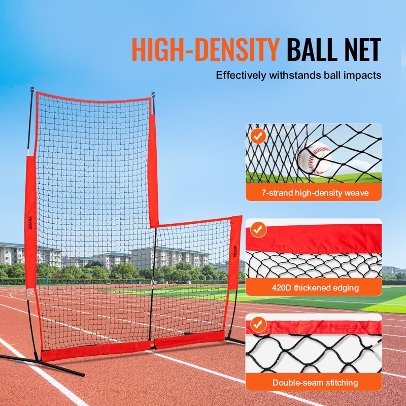 Portable Baseball Pitching Screen 7x7 ft Safety Net for Pitcher Protection