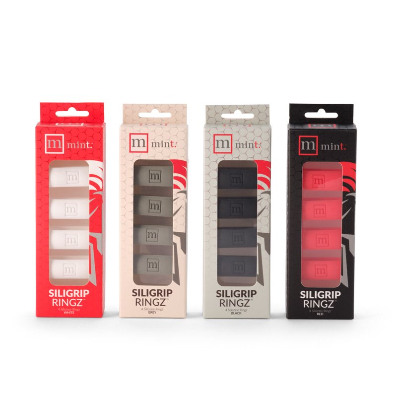 Mint Sport Siligrip Ringz White – Non-Slip Silicone Paddle Grip Bands (4 Pack) for Pickleball, Tennis & More