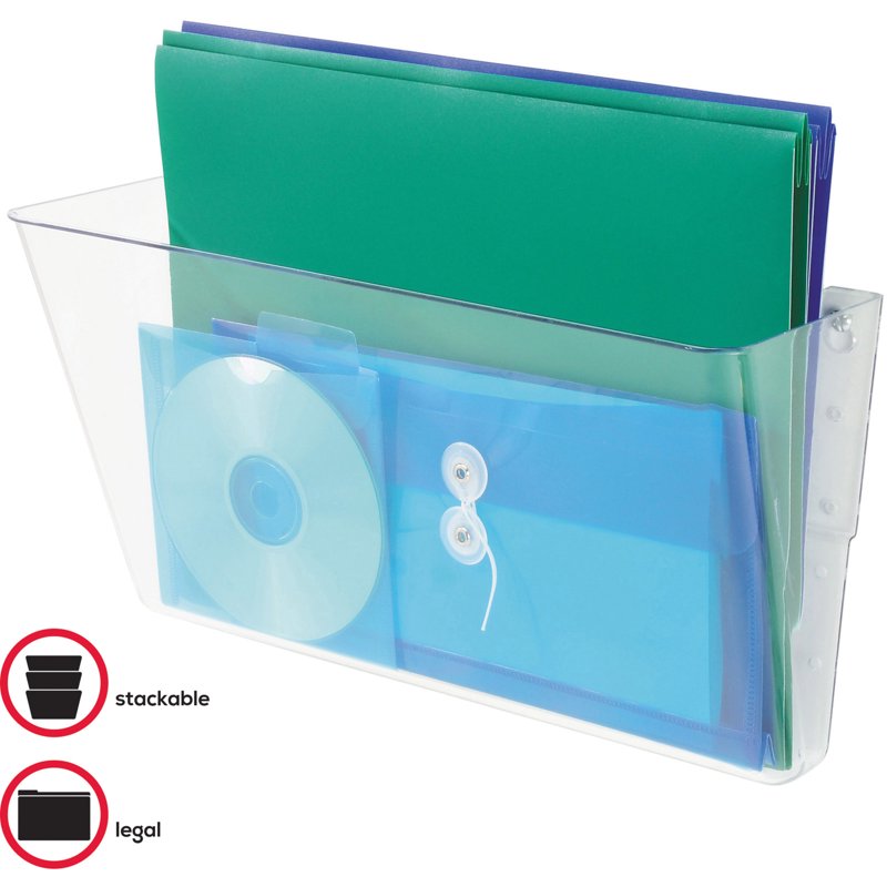 Stackable Document Wall Pocket - Clear, Legal Size, Reusable