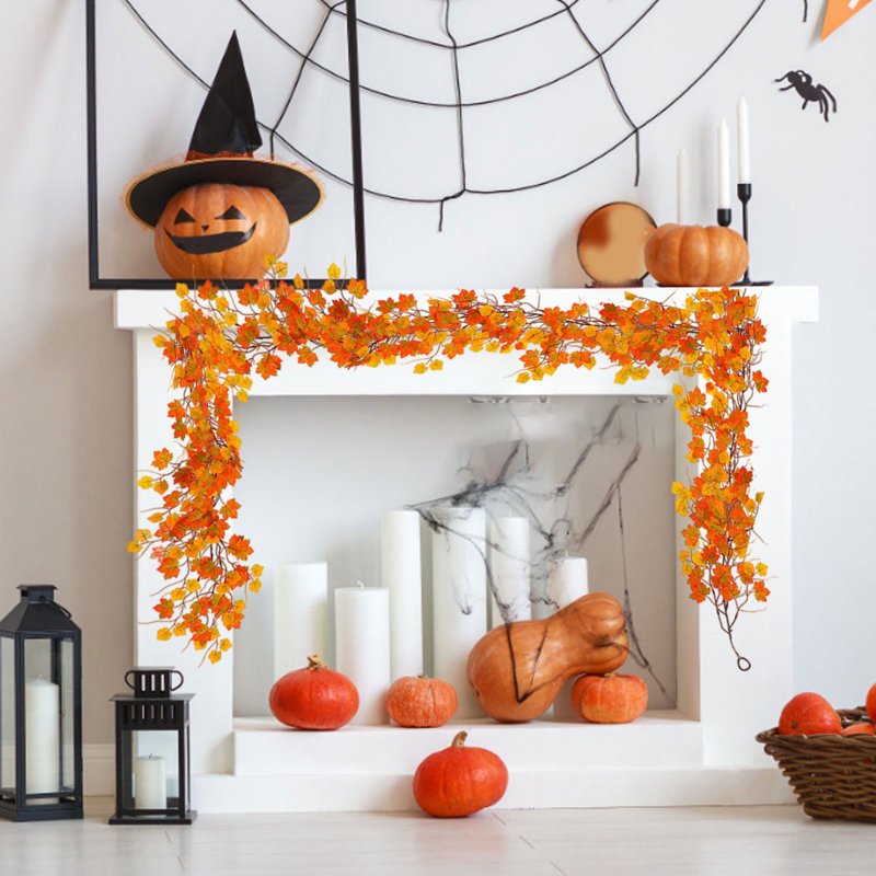 Halloween & Thanksgiving Maple Leaf Garland 78 Inch Artificial Fall Decor