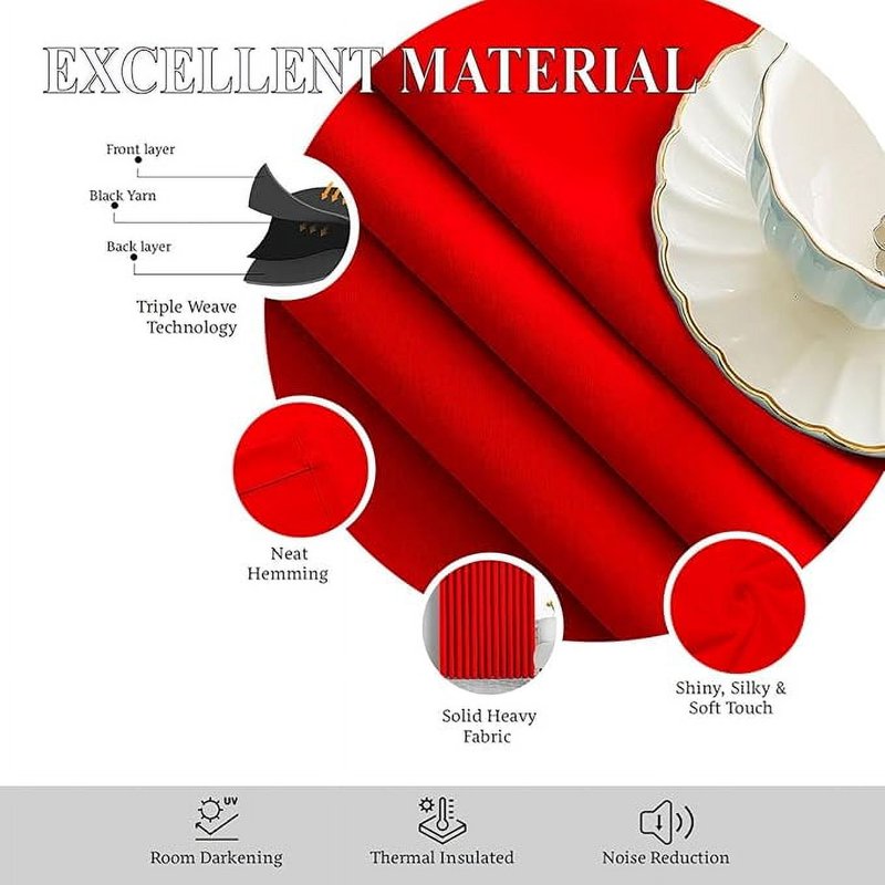 Blackout Pinch Pleat Curtains with Tiebacks - Thermal Insulated Room Darkening Drapes