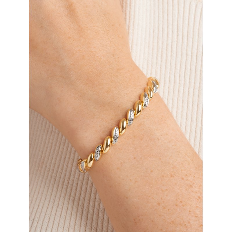 Fine Silver Plated Tennis Bracelet with Diamond Accents - 7.25 Inch