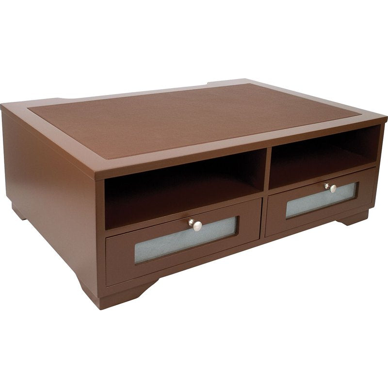 Wooden Printer Stand with Storage Shelves and Drawers - Brown