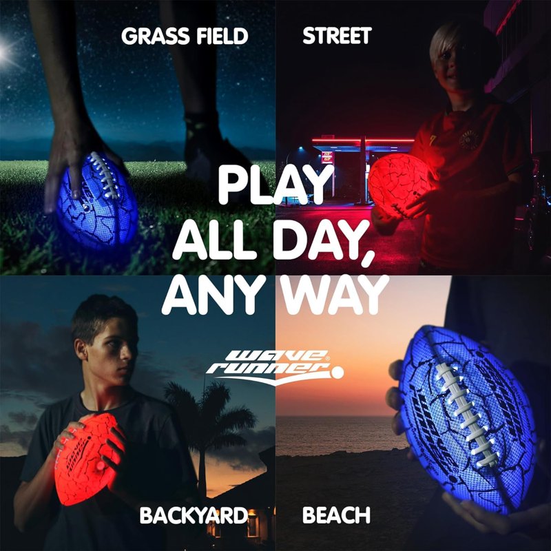 Glow in The Dark LED Football for Kids Teens & Adults Waterproof Night Play