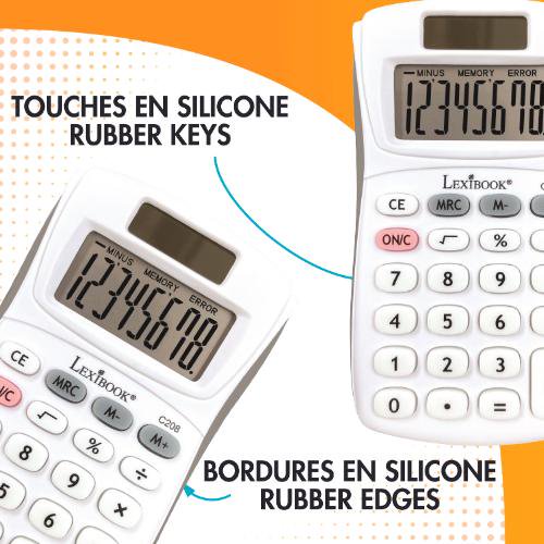 Last Digit Erase Desktop Calculator - 8-Digit Solar Pocket Calculator White