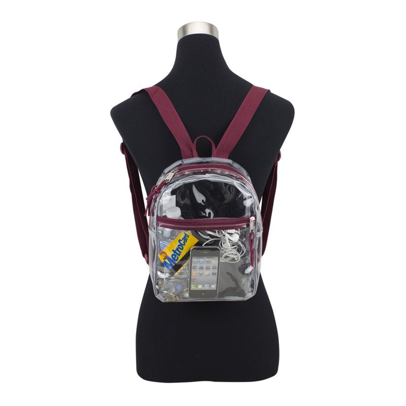 Unisex Clear Mini Backpack with Front Zipper Pocket - Lightweight & Durable