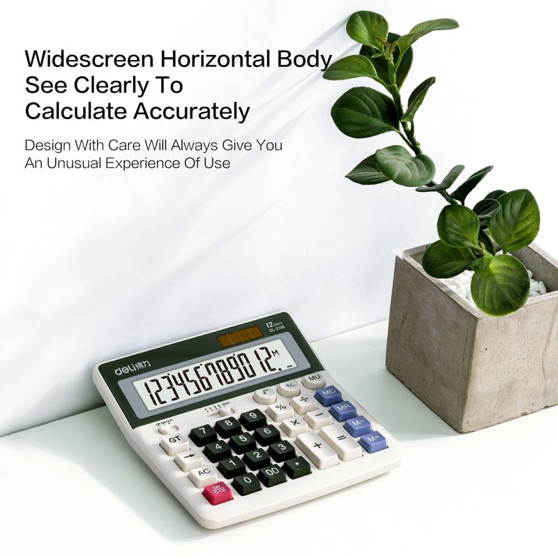 12-Digit Desktop Calculator with Large LCD Display - Office & School Use