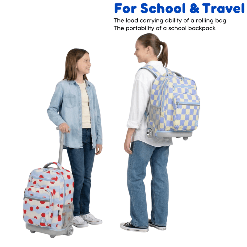 Girls & Women's 20-Inch Rolling Backpack with Laptop Sleeve for School Travel