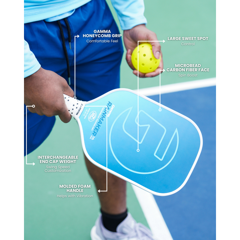 Gamma Rainmaker 16 Microbead Pickleball Paddle - Blue (Variation: 16 mm, Rainmaker)