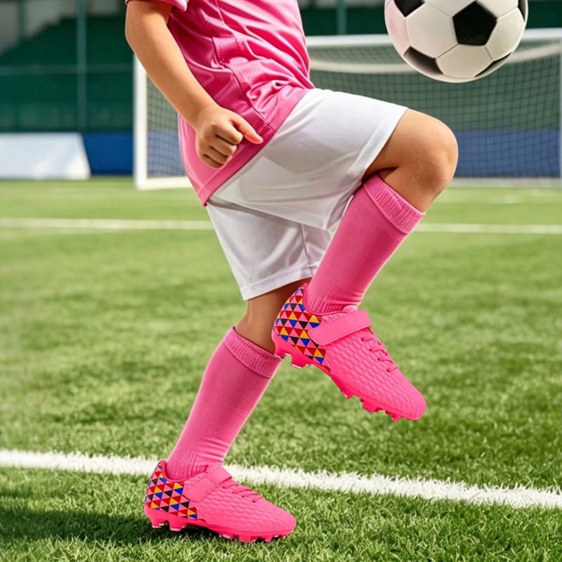 Kids Soccer Cleats Boys Girls Training Football Shoes – 11.5 Little Kid, Pink