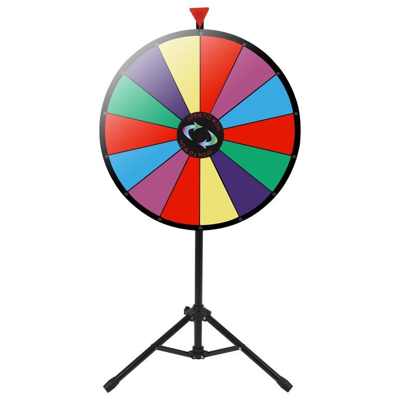 24-Inch Prize Wheel with Metal Stand and Customizable Slots for Events