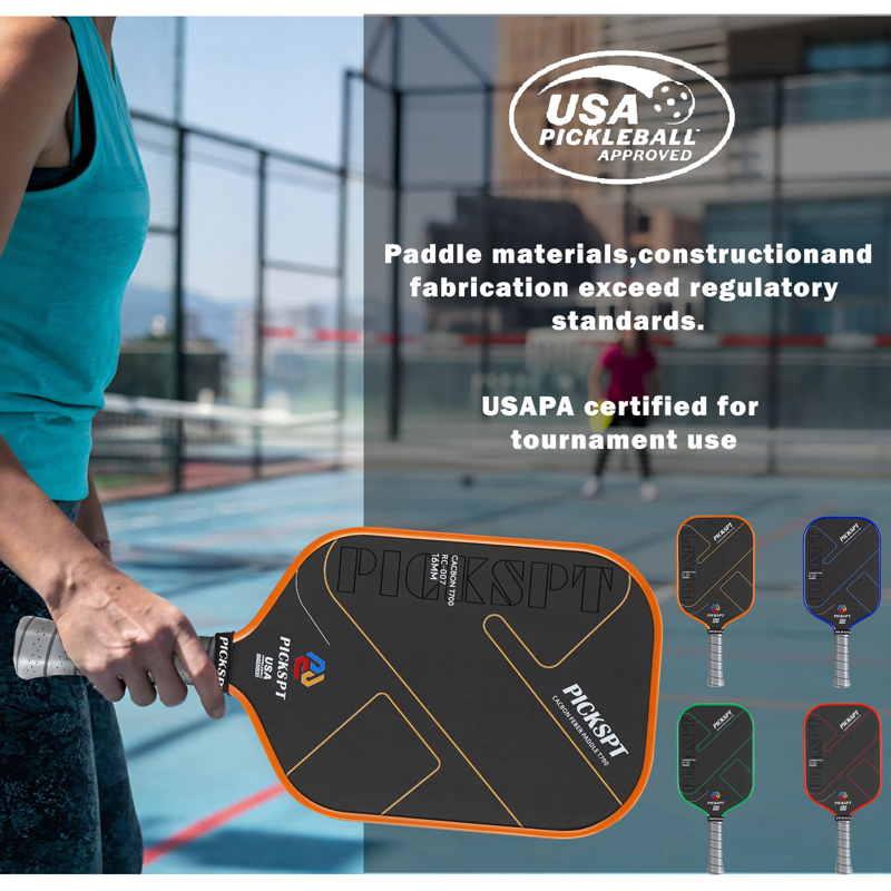 Orange 2-Paddle Pickleball Set, USAPA Approved, 16mm Carbon Fiber Core