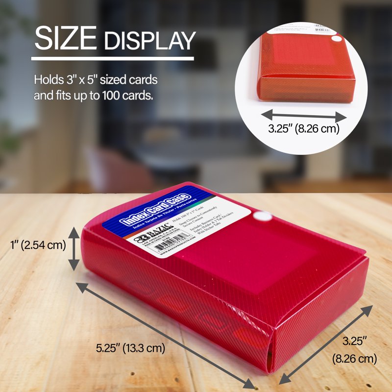 Index Card Organizer Case with 5-Tab Dividers - Holds 100 Cards - 6-Pack