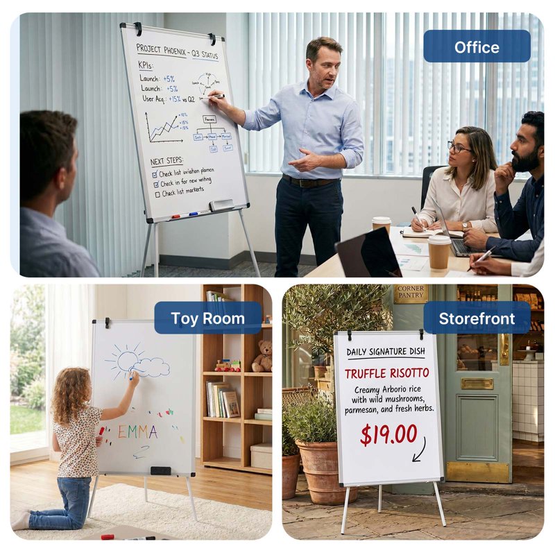 Portable Magnetic Whiteboard Easel with Adjustable Tripod Stand - 36x24 or 40x28