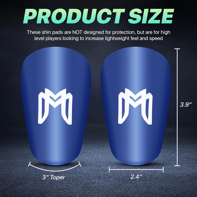 Mini Shin Guards for Soccer - MediCaptain MiniGuards 3.9 x 2.4 in (Blue) - Unisex Youth & Adult