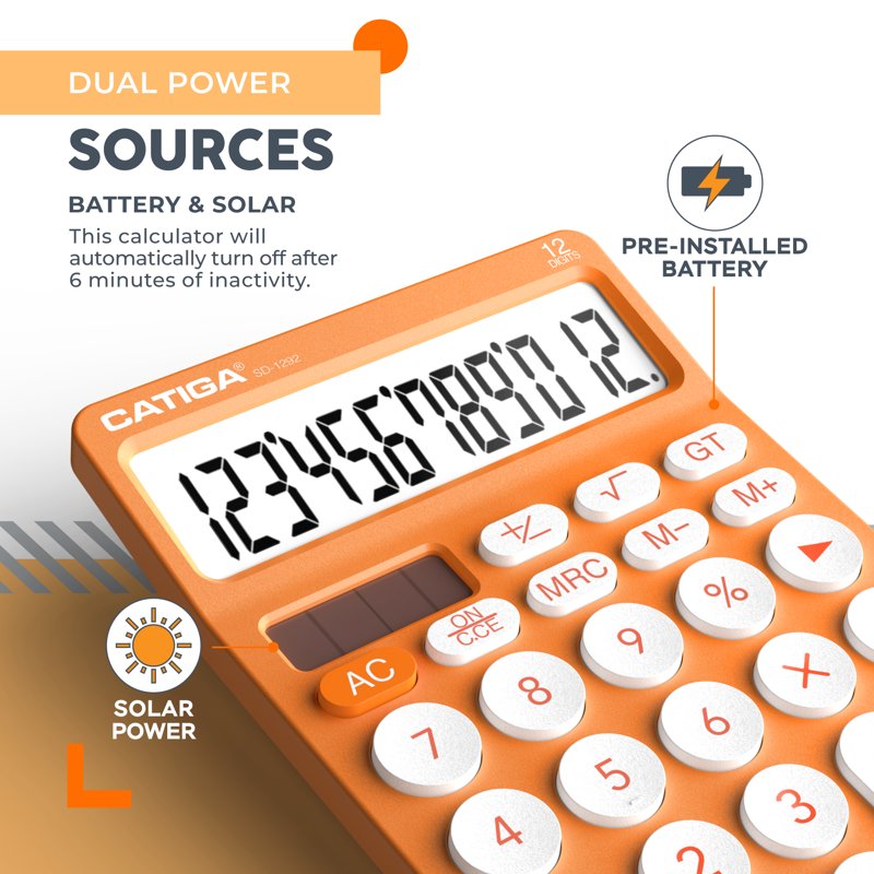 12 Digit Desktop Calculator with Large LCD Display & Big Buttons for Office Home School