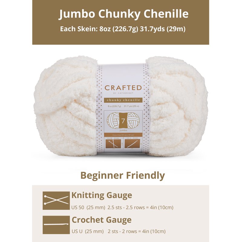 Chunky Chenille Yarn 8 Pack - Soft Thick Wool for Knitting & Crocheting