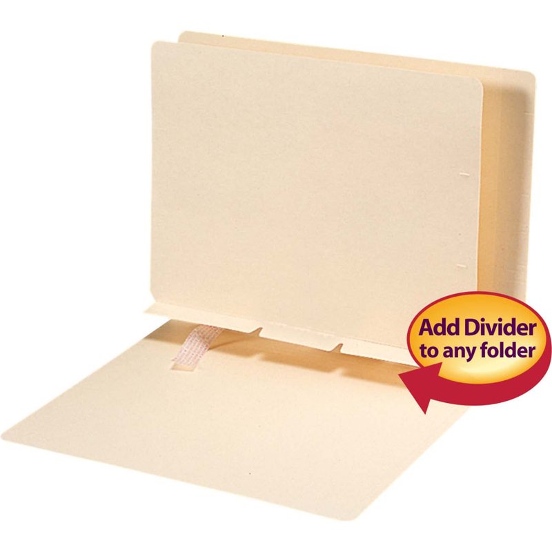 Self-Adhesive Manila Folder Dividers with Fastener - Letter Size, Pack of 100