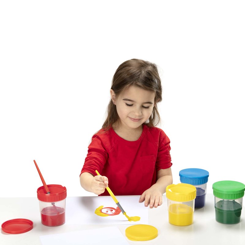 Spill-Proof Paint Cups Set - 4 Dishwasher-Safe Art Storage Containers
