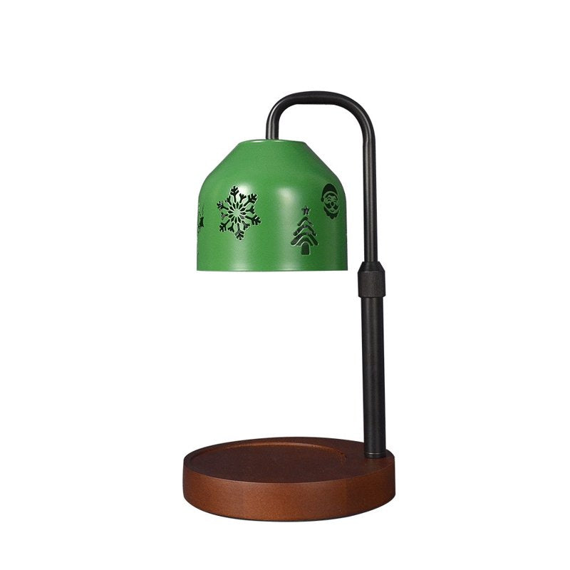 Christmas Candle Warmer Lamp - Dimmable Wax Melter with Festive Pattern and Wood Base