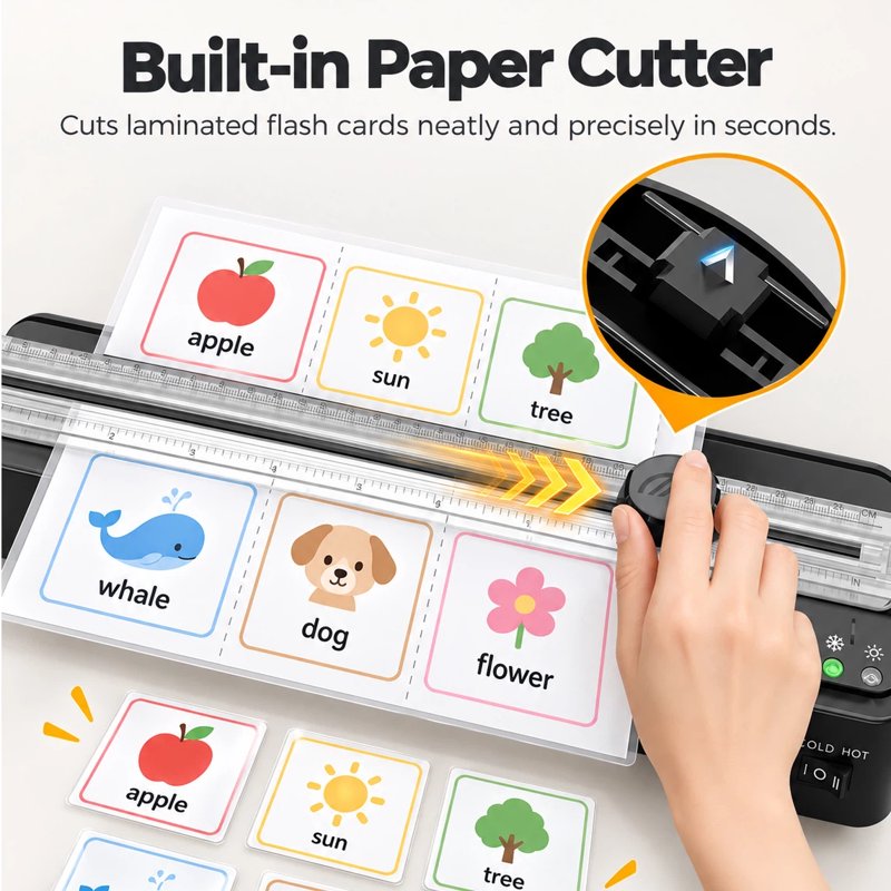 A4 Laminator Machine with Cutter & 10 Pouches - Compact Home Office Laminator