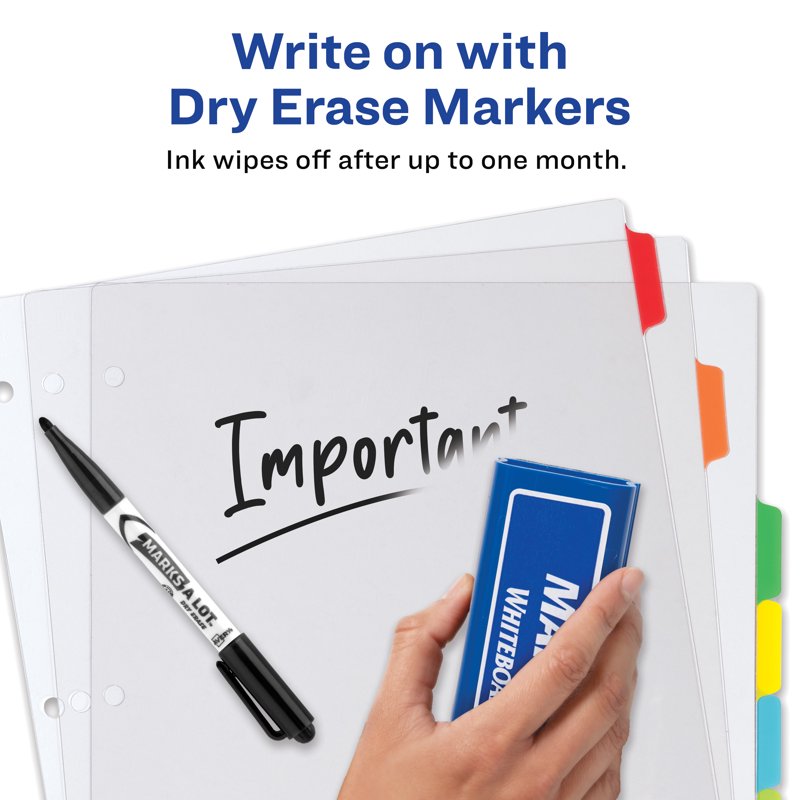 Clear Plastic Binder Dividers with Tabs - Reusable, Easy View Office Organization