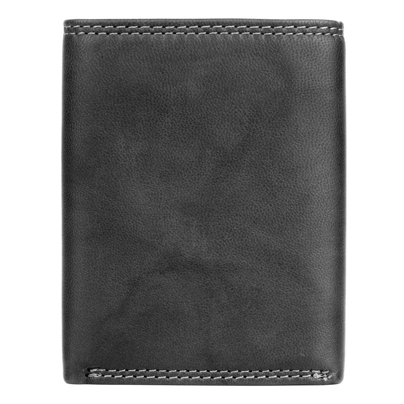 Men's Leather Hunt Three-Fold Wallet with Card Slots & ID Window