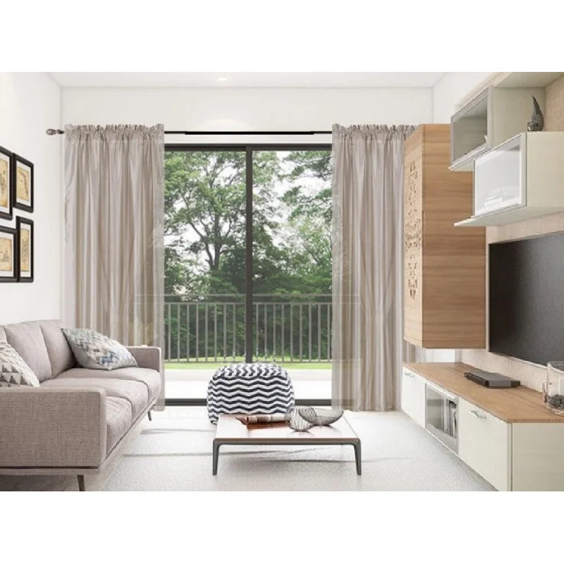 Semi-Sheer Faux Silk Window Curtains 2-Pack - Taupe, 84" Length