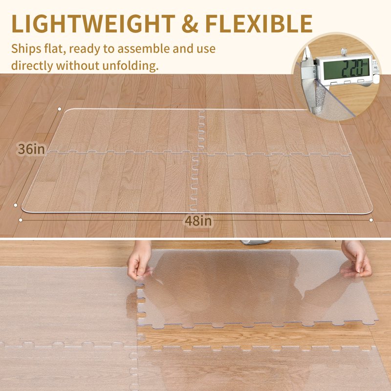 Office Chair Mat for Hard Floors - Transparent 48x36 Inches, Heavy Duty Floor Protector