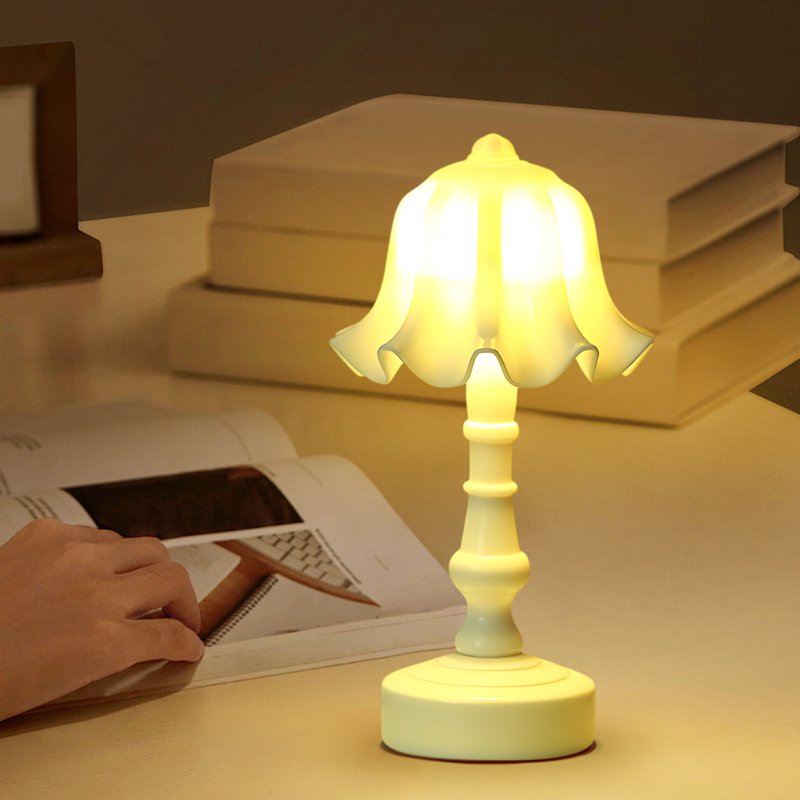 Cordless Bedside Lamp 5.5 Inch Retro Night Light for Bedroom & Living Room