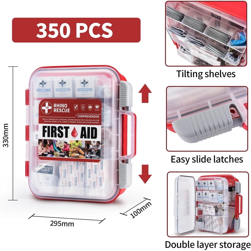 All-Purpose First Aid Kit with 350 Medical Supplies for Home & Office