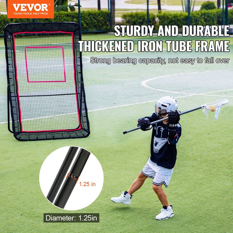 5x7ft Lacrosse Rebounder Net - Portable Baseball Softball Volleyball Practice Wall with Adjustable Angles
