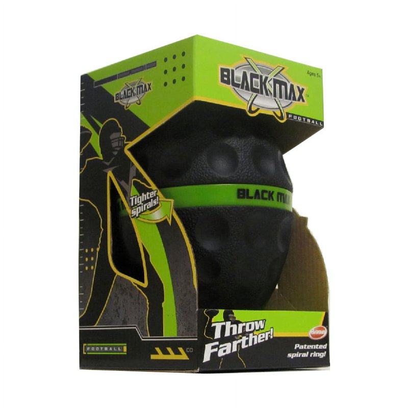 Kids Black Max Football with Spiral Ring for Long Throws and Easy Catching