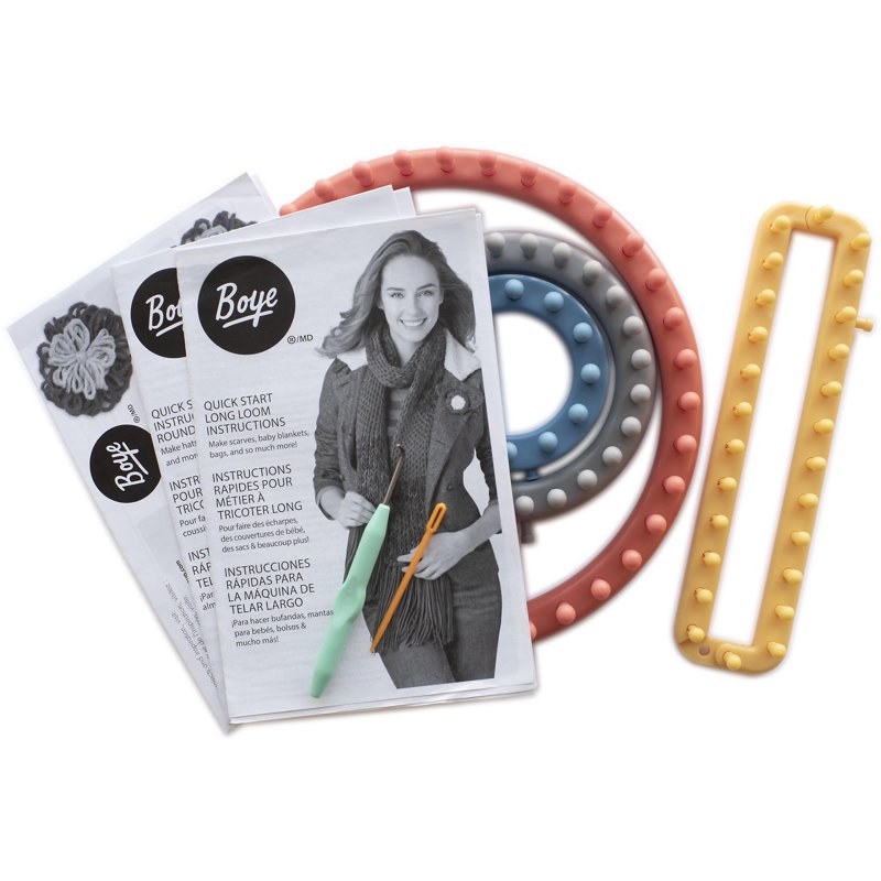 Assorted Loom Set for Knitting & Crafting - 6 Pieces with Plastic Circular & Rectangular Loops