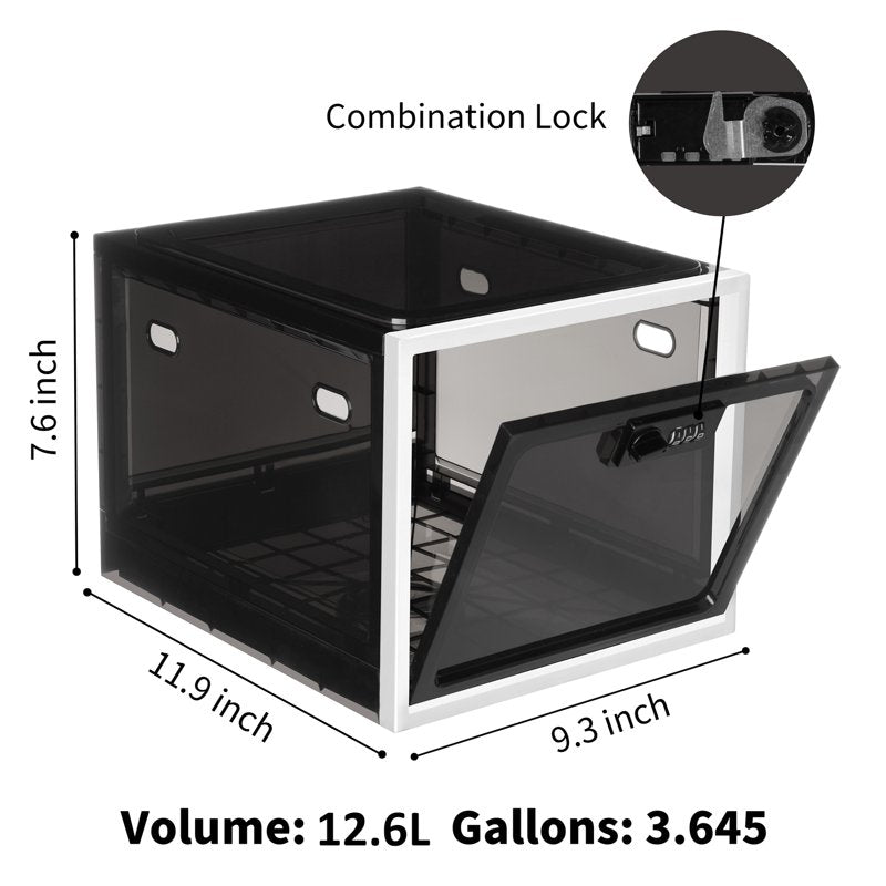Stackable Lock Box with Combination Lock - Secure Storage for Medications, Food, Electronics - 12.6L BPA-Free Plastic