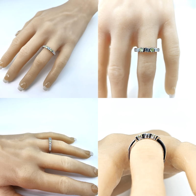 Personalized Multi-Stone Mothers Day Ring - Silver or Gold Finish, Customizable Sizes