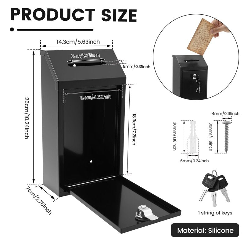 Metal Suggestion & Donation Box Wall Mount Lockable Collection Box