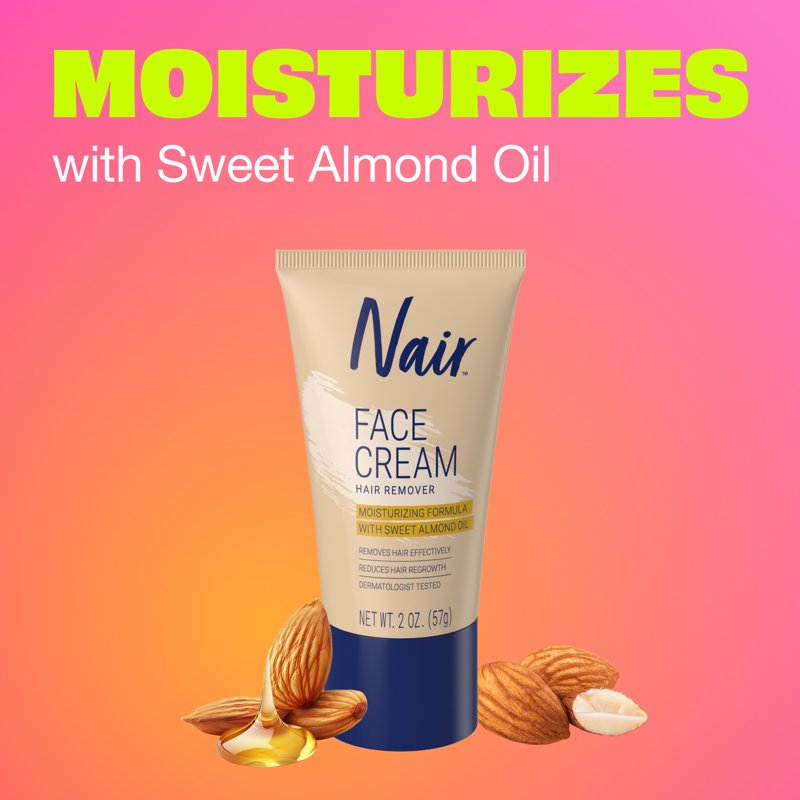 Hair Removal Face Cream with Moisturizing Almond Oil - Nair, 2 oz