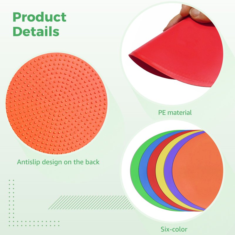 12 Pack Non-Slip Floor Markers for Sports & Training - Bright Cones & Dots